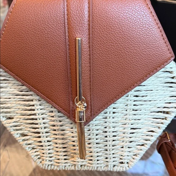 Brown and Cream Hexagonal Women Bag - Picture 3 of 7